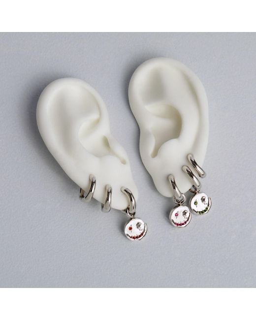Kasun White Smile Hoop Earrings – July – Ruby –