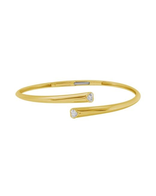 Artisan Yellow 14K Open Heart Diamond Cuff Bangle Bracelet