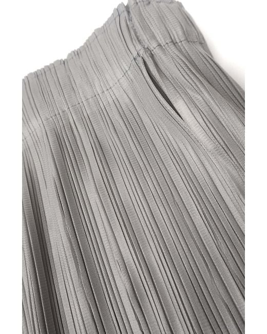 Wild Cosmos Gray Natalia Plissé Satin Tapered Crop Pant