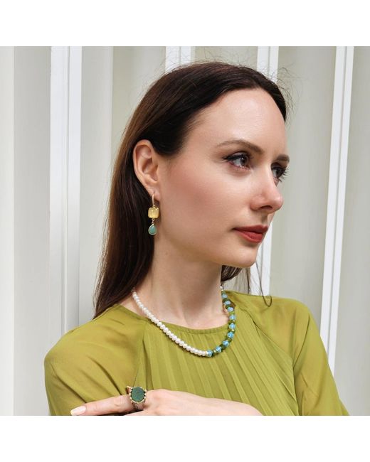 Farra Metallic Freshwater Pearls With Jade And Opal Color Matching Necklace