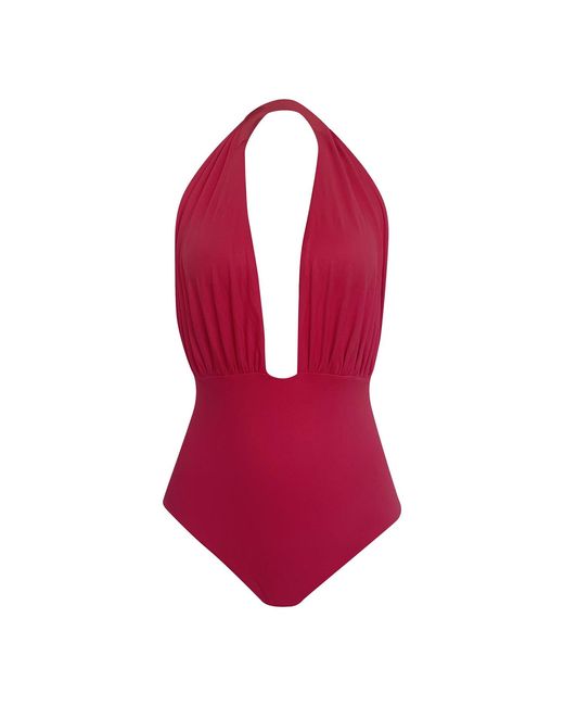 NUAJE NUAJE Red Rosie Ruched One-piece Swimsuit In