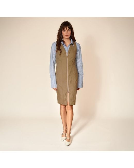 Gunda Hafner Ltd Natural Neutrals Cotton Sleeveless Dress With Belt