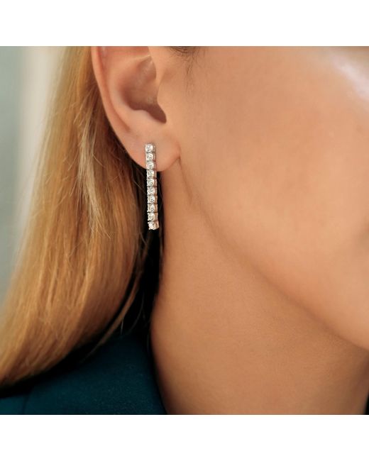 Spero London White Sterling Long Tennis Earrings