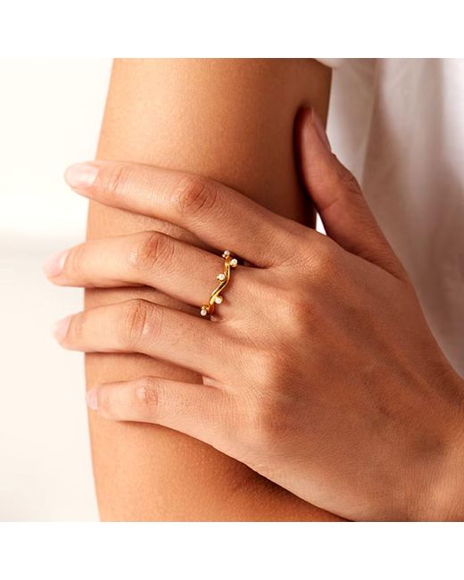 Olivia Le Metallic Emelia Dainty Pearl Ring