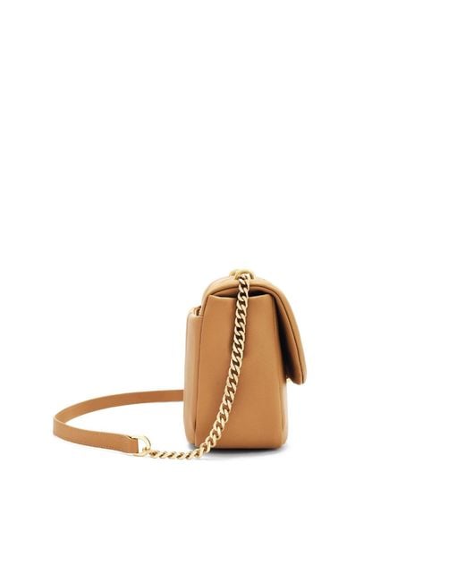 Orange Cube Natural Square Stitch Flap Bag