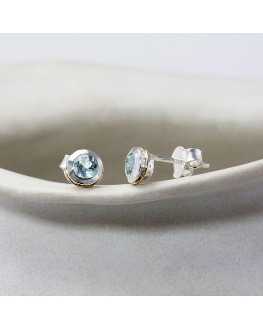 Isla Silver Multicolor Handmade Topaz Stud Earrings