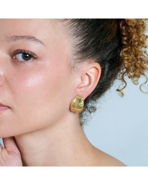 Onia Metallic Lemon-Leaf Form Earrings