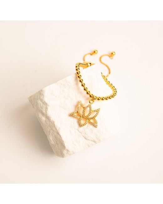 Seven Saints Metallic Illuminate Lotus Bracelet, Topaz Pave, Plated
