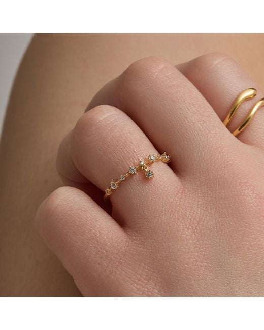 Esterah Metallic Cz Ring With Charm