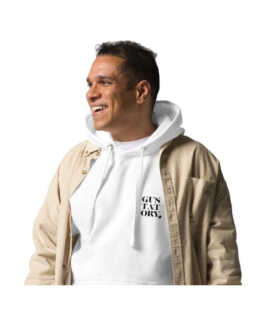Anchor and Crew White Gustatory Edinburgh Coffee Scene Cotton Blend Embroidered Hoodie for men