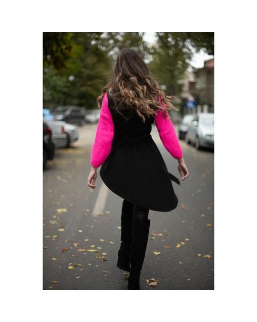 IZABELA MANDOIU Black Vest With Asymmetrical Lines And With Belt