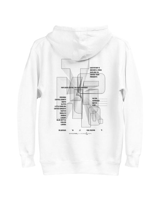 Anchor and Crew White Gustatory Tokyo Coffee Scene Cotton Blend Embroidered Hoodie