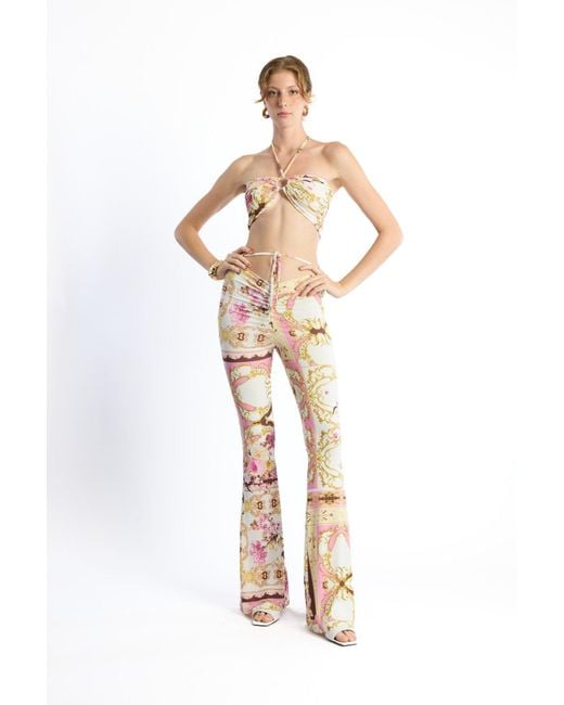 No'design Pink Sway Ruched Flared Pants