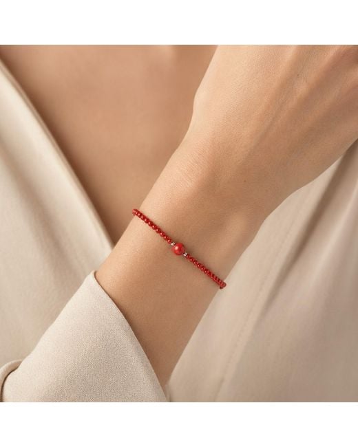 Unaloe White Coral And Sterling Beaded Bracelet
