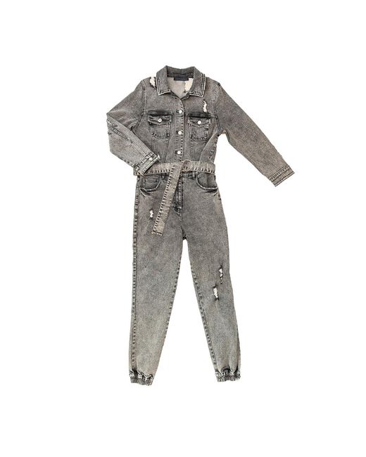 Circular Path Gray Jean Jacket Jumpsuit