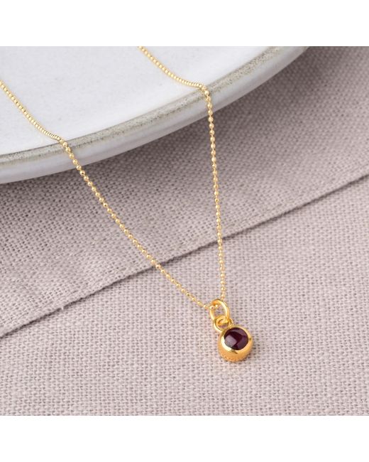 Nellou Jewellery Metallic Gem Dot Garnet Birthstone Necklace January Plated Sterling