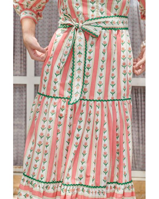 Echo of Pink Pink Midi Dress Block Print Dress Maple Dress