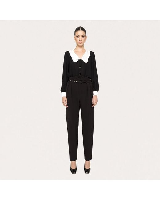 Nissa Black Side Pockets Slim Pants