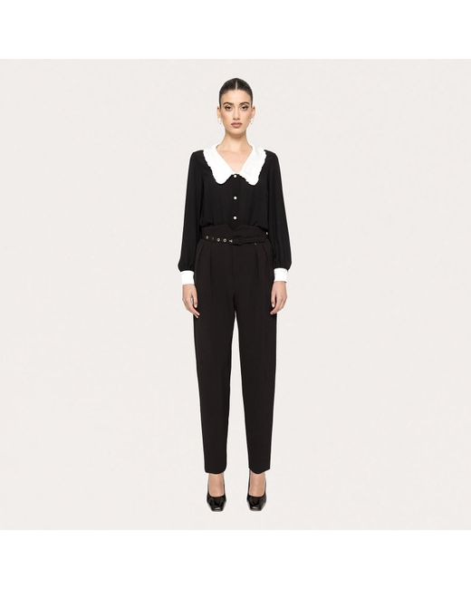 Nissa Black Side Pockets Slim Pants