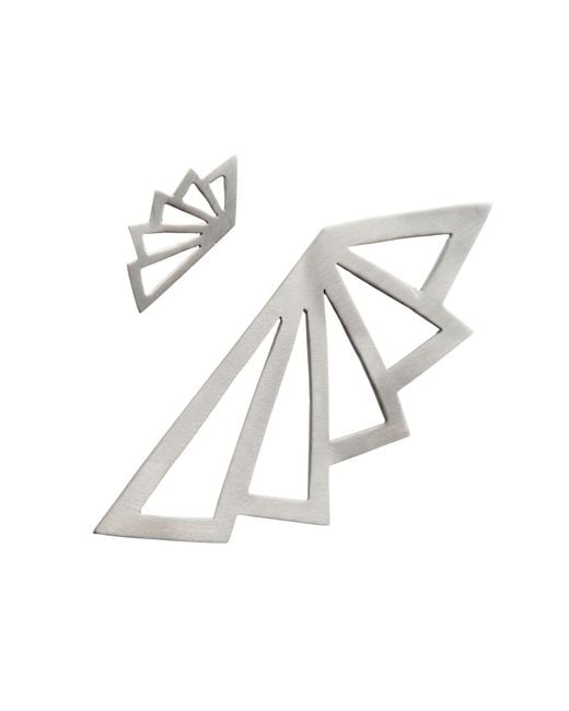 LINYA JEWELLERY White Asymmetrical Earrings