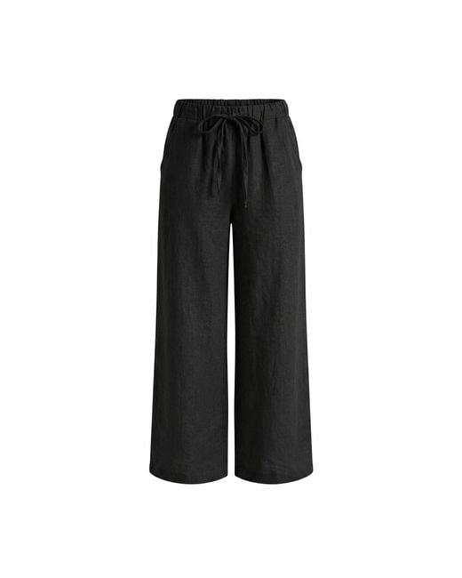 James Lakeland Black Linen Blend Drawstring Trousers