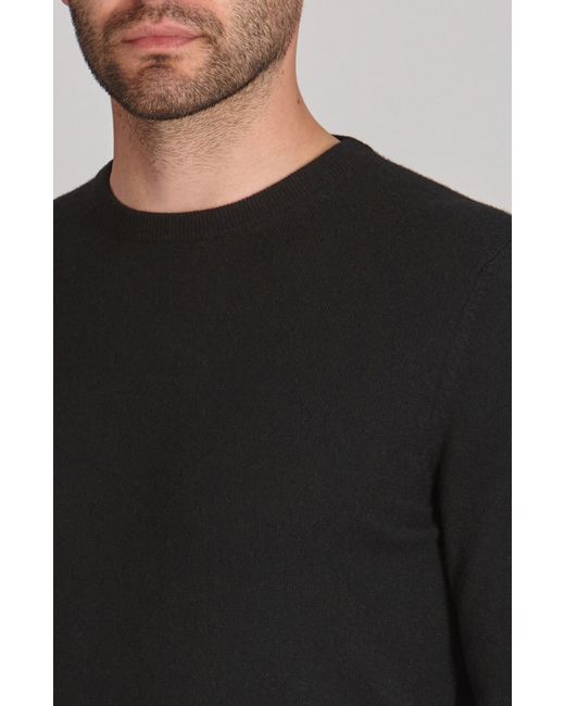 Paul James Knitwear Black Lightweight Merino Cashmere Marius Crew Neck Jumper for men