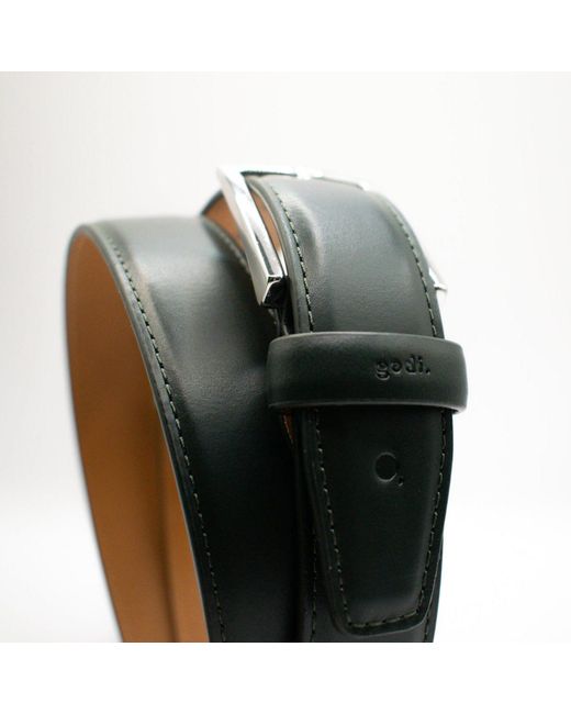 godi. Black Handmade Dark Leather Belt – Calfskin Lined With Stainless Steel Buckle