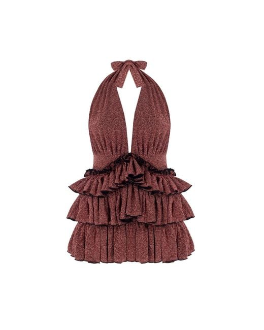 Nur Karaata Red Bellano Sparkle Rose Dress