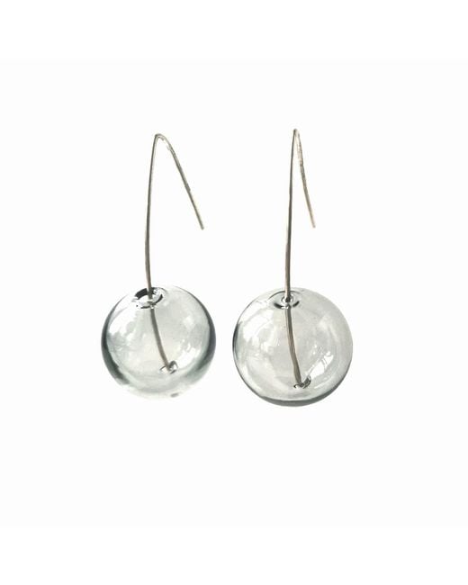 Laura Daili Metallic Neutrals Icicle Clear Blown Glass Earrings