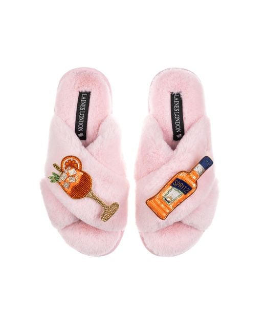 Laines London Pink Classic Laines Slippers With Summer Spritzer Brooches