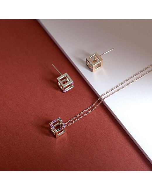 Sheida Farrokhi Pink Cube Earrings