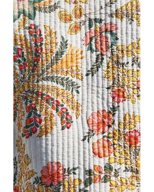 Yumi' White Boho Print Cotton Reversible Quilted Jacket