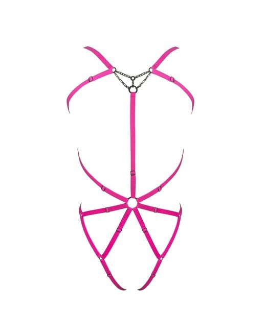 MONIQUE MORIN LINGERIE Pink Frisson Body Harness Electric