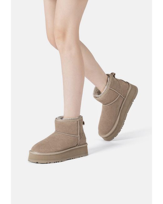 EverAu Australia Natural Dusky Leather Platform Short Boots