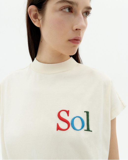 Thinking Mu White Embroidered Sol Type Volta T-Shirt