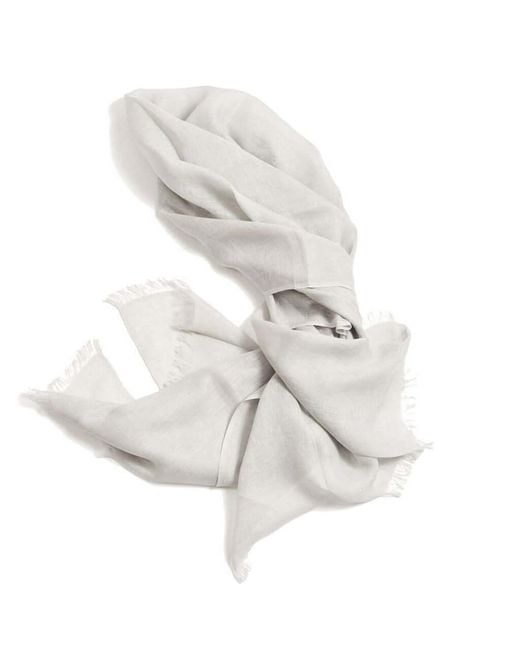 Variously White Pebble Light Hand Woven Soft Linen Scarf