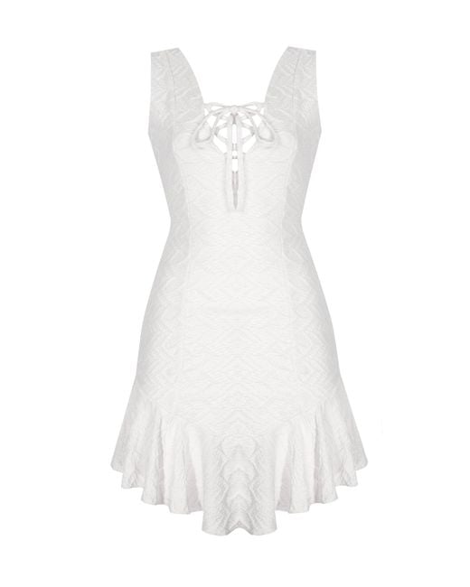 No'design White Duchess Ruffled Mini Dress