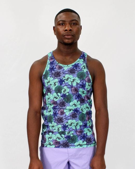 Lords of Harlech Blue Tedford Hibiscus Garden Tank for men