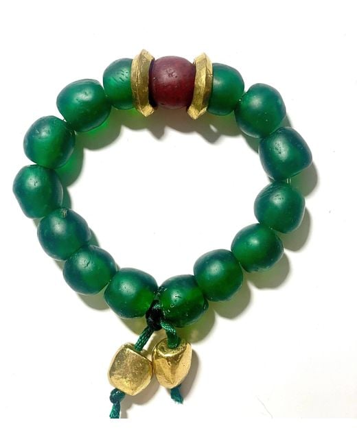 Persia Dona Jewelry Green Emerald Vintage Glass Bracelet