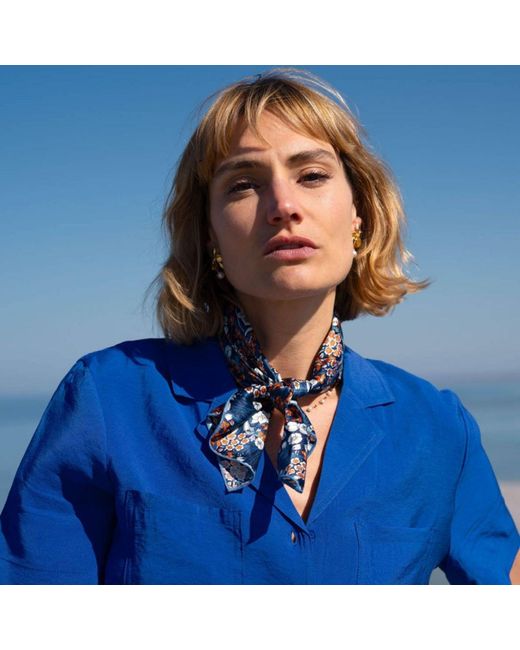 LE COLONEL Blue Liberty Primrose Silk Square