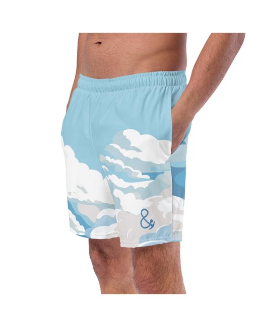 Anchor and Crew Blue Cloud Thoughts Pattern Recycled Fabric Swim Shorts for men