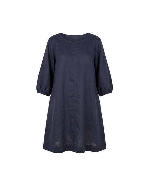 Adrift Clothing Blue Hazel Short Linen Shift Dress