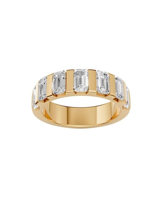 Aya Fine Jewelry Metallic Emerald Cut Lab Diamond Stackable Eternity Wedding Band Ring