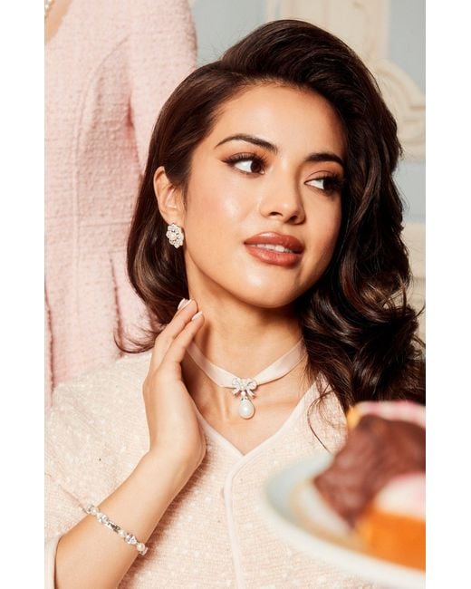Santinni Metallic Dame & Earrings With Freshwater Pearl