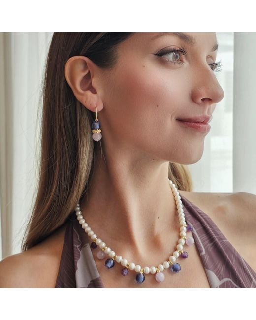 Farra Blue Amethyst With Berry Dangle Earrings