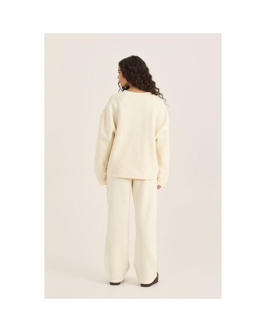 Loom Archives Natural Neutrals Loom Ruched Sleeve Detail Sweat Shirt