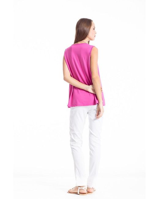 Conquista Pink V Neck Pleat Detail Top