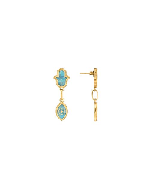 Karma and Luck Blue Peaceful Mindset Evil Eye & Hamsa Earrings