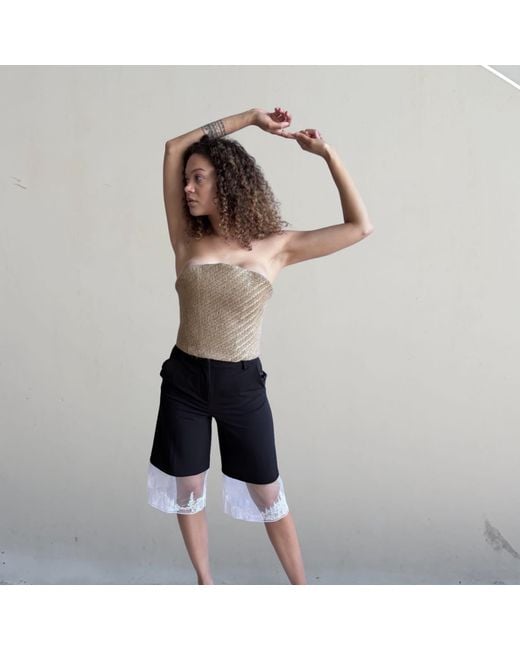 London Atelier Byproduct Natural Neutrals Raffia Multi-Wear Corset Crop Top