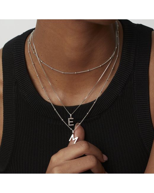 Muru Metallic Letter Necklace With Bead Chain